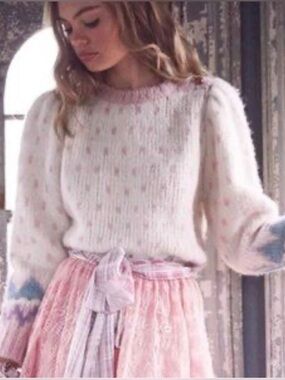 Loveshackfancy Rosie Pullover Sweater Medium (Fits Small) Alpaca Wool Heart Cozy